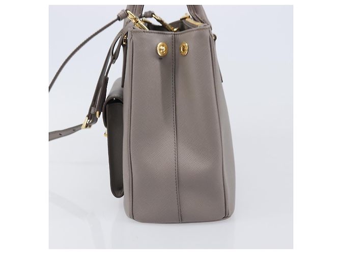 Borsa a Mano PRADA Galleria Safiano 2way Grigio Tono Oro Auth 204854SAV Marrone - vista 4