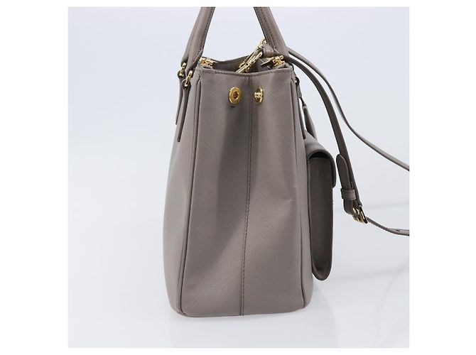 Borsa a Mano PRADA Galleria Safiano 2way Grigio Tono Oro Auth 204854SAV Marrone - vista 5