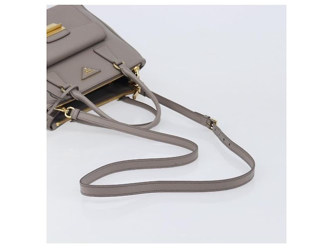 Borsa a Mano PRADA Galleria Safiano 2way Grigio Tono Oro Auth 204854SAV Marrone - vista 9
