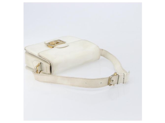 Céline CELINE Schultertasche aus Leder Weiß Gold Auth ep15980 Golden - Ansicht 10