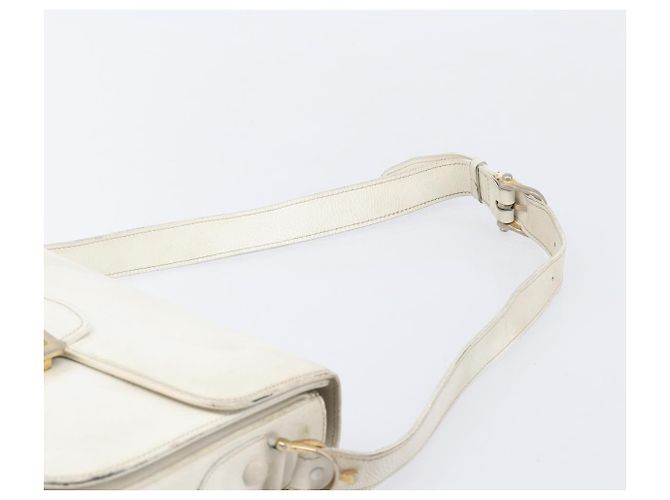 Céline CELINE Schultertasche aus Leder Weiß Gold Auth ep15980 Golden - Ansicht 12