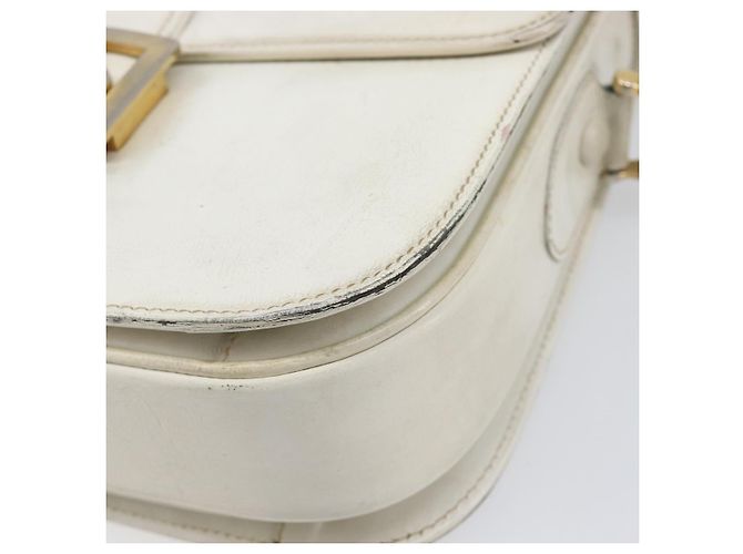 Céline CELINE Schultertasche aus Leder Weiß Gold Auth ep15980 Golden - Ansicht 15