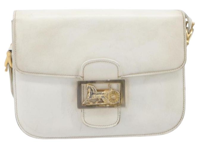 Céline CELINE Schultertasche aus Leder Weiß Gold Auth ep15980 Golden - Ansicht 2