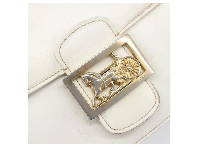 Céline CELINE Schultertasche aus Leder Weiß Gold Auth ep15980 Golden - Ansicht 20