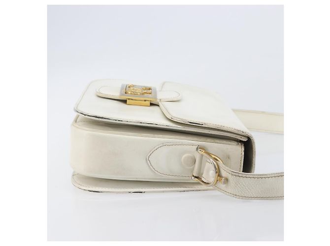 Céline CELINE Schultertasche aus Leder Weiß Gold Auth ep15980 Golden - Ansicht 5