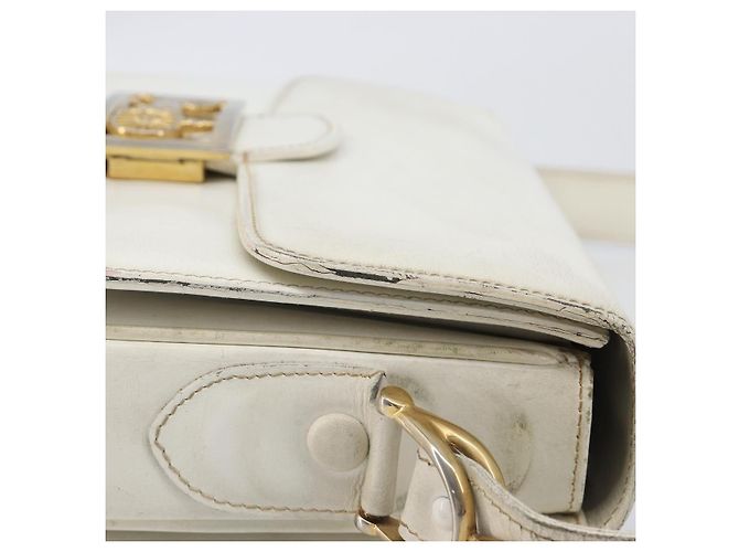 Céline CELINE Schultertasche aus Leder Weiß Gold Auth ep15980 Golden - Ansicht 6