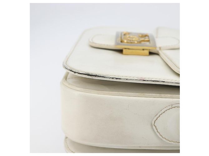 Céline CELINE Schultertasche aus Leder Weiß Gold Auth ep15980 Golden - Ansicht 7