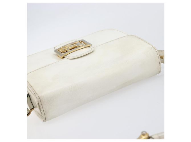 Céline CELINE Schultertasche aus Leder Weiß Gold Auth ep15980 Golden - Ansicht 9