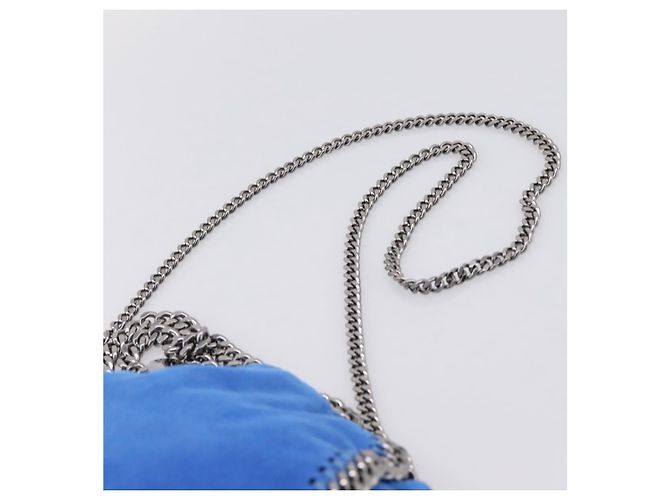 Stella Mc Cartney Borsa Stella MacCartney Chain Falabella Suede Blue Silver 371223 Auth 206343A Argento - vista 10