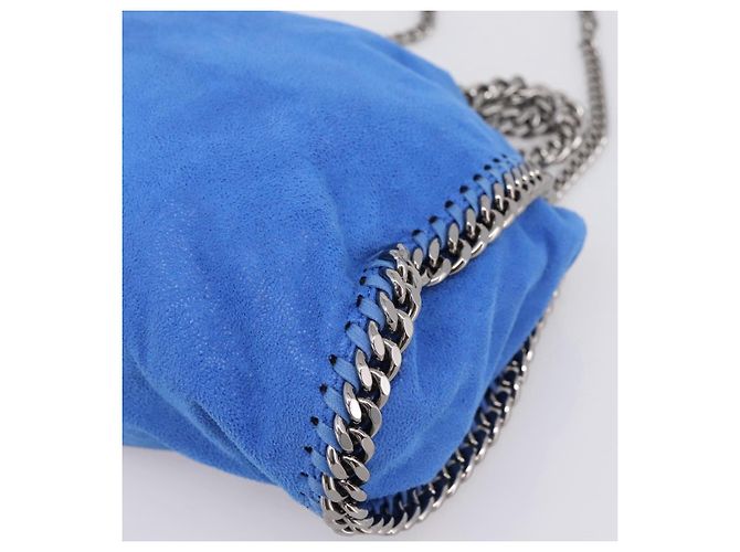 Stella Mc Cartney Borsa Stella MacCartney Chain Falabella Suede Blue Silver 371223 Auth 206343A Argento - vista 12