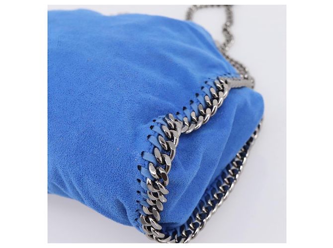 Stella Mc Cartney Borsa Stella MacCartney Chain Falabella Suede Blue Silver 371223 Auth 206343A Argento - vista 14