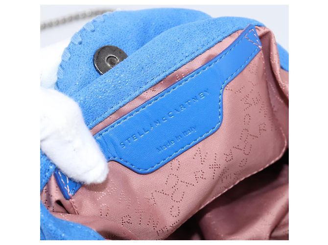 Stella Mc Cartney Borsa Stella MacCartney Chain Falabella Suede Blue Silver 371223 Auth 206343A Argento - vista 16