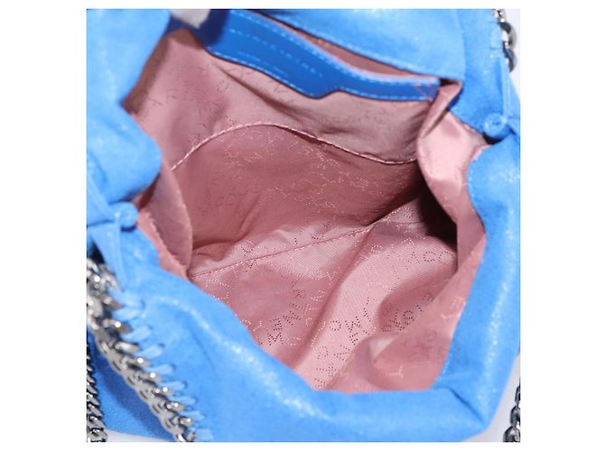 Stella Mc Cartney Borsa Stella MacCartney Chain Falabella Suede Blue Silver 371223 Auth 206343A Argento - vista 17