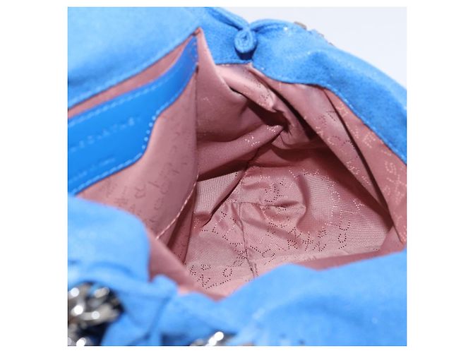 Stella Mc Cartney Borsa Stella MacCartney Chain Falabella Suede Blue Silver 371223 Auth 206343A Argento - vista 18