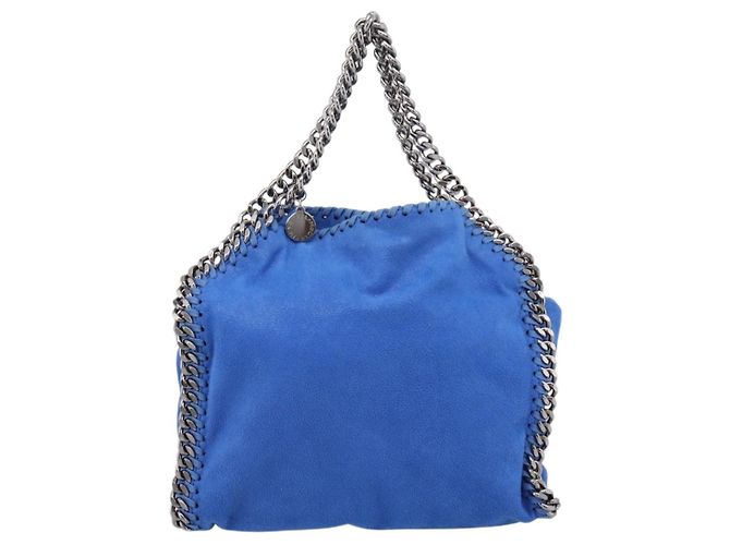 Stella Mc Cartney Borsa Stella MacCartney Chain Falabella Suede Blue Silver 371223 Auth 206343A Argento - vista 2