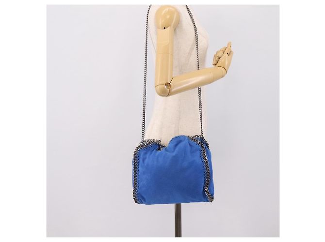 Stella Mc Cartney Borsa Stella MacCartney Chain Falabella Suede Blue Silver 371223 Auth 206343A Argento - vista 23