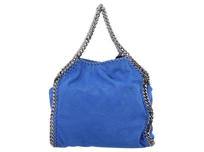 Stella Mc Cartney Borsa Stella MacCartney Chain Falabella Suede Blue Silver 371223 Auth 206343A Argento - vista 3