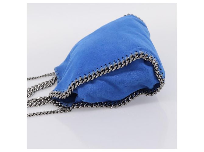 Stella Mc Cartney Borsa Stella MacCartney Chain Falabella Suede Blue Silver 371223 Auth 206343A Argento - vista 4