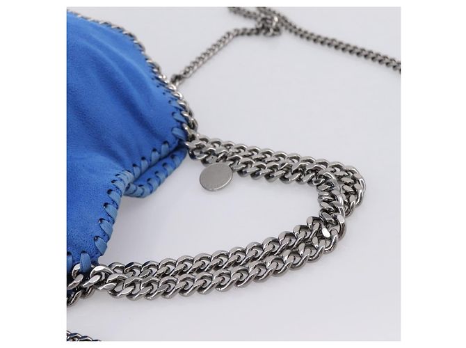Stella Mc Cartney Borsa Stella MacCartney Chain Falabella Suede Blue Silver 371223 Auth 206343A Argento - vista 7