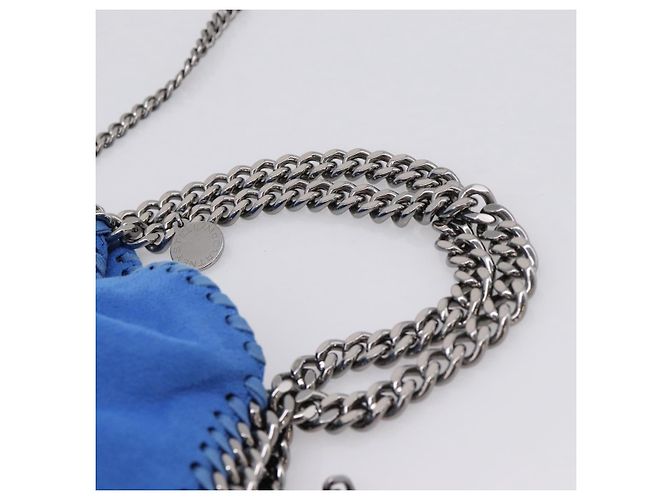 Stella Mc Cartney Borsa Stella MacCartney Chain Falabella Suede Blue Silver 371223 Auth 206343A Argento - vista 8