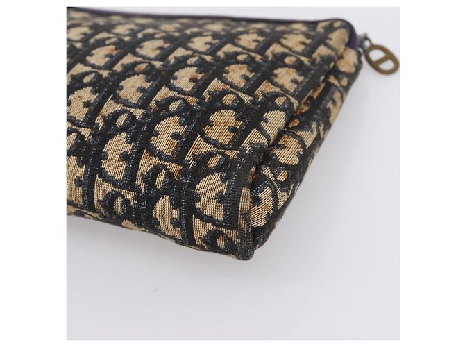 Borsa a Pochette Christian Dior Trotter Canvas Navy Gold Auth ep16080 D'oro Blu navy - vista 10