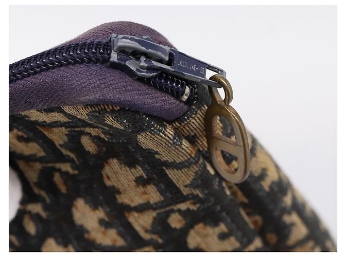 Borsa a Pochette Christian Dior Trotter Canvas Navy Gold Auth ep16080 D'oro Blu navy - vista 12