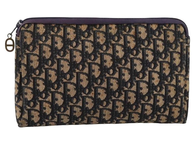 Borsa a Pochette Christian Dior Trotter Canvas Navy Gold Auth ep16080 D'oro Blu navy - vista 2