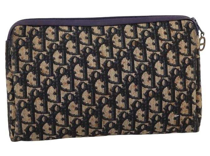 Borsa a Pochette Christian Dior Trotter Canvas Navy Gold Auth ep16080 D'oro Blu navy - vista 3