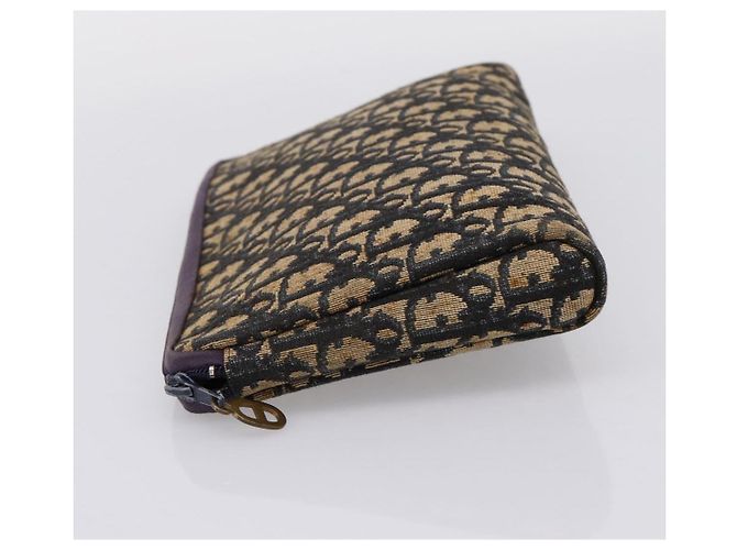 Borsa a Pochette Christian Dior Trotter Canvas Navy Gold Auth ep16080 D'oro Blu navy - vista 4