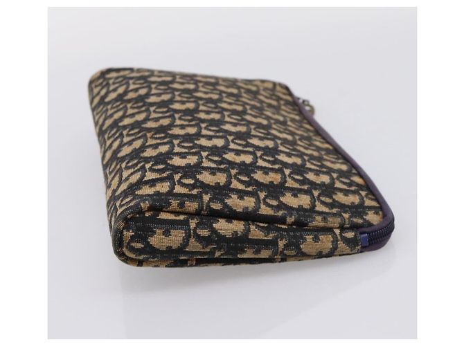 Borsa a Pochette Christian Dior Trotter Canvas Navy Gold Auth ep16080 D'oro Blu navy - vista 5