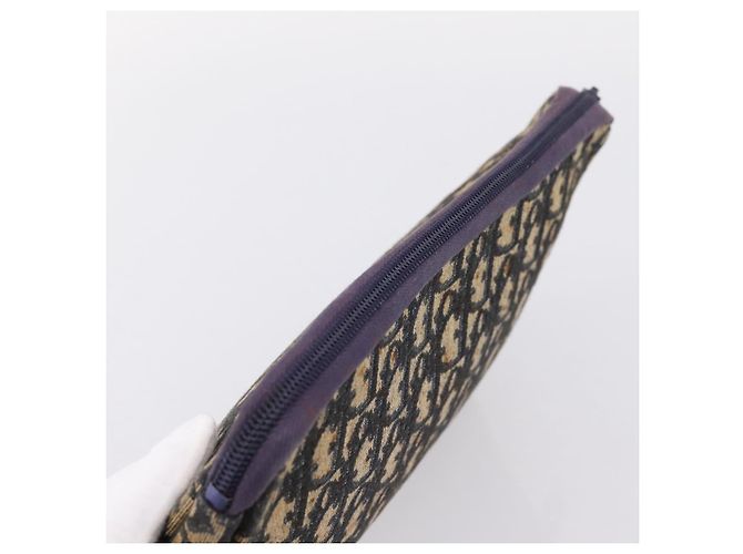 Borsa a Pochette Christian Dior Trotter Canvas Navy Gold Auth ep16080 D'oro Blu navy - vista 6