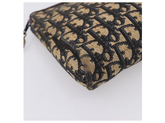 Borsa a Pochette Christian Dior Trotter Canvas Navy Gold Auth ep16080 D'oro Blu navy - vista 9