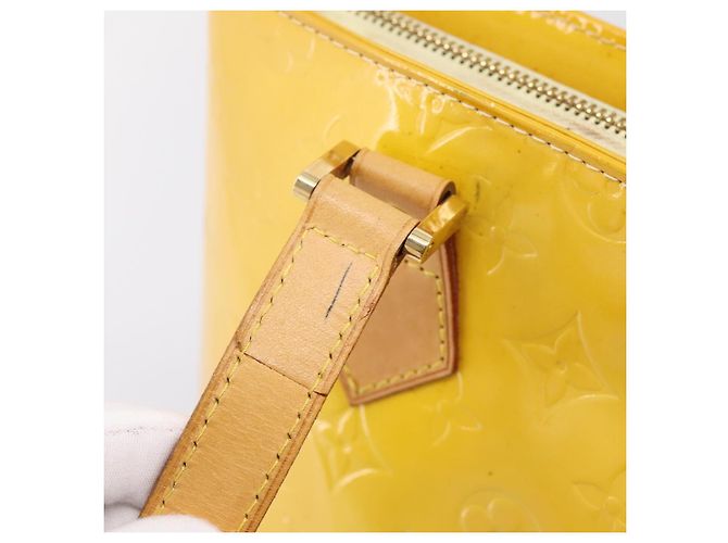 Borsa LOUIS VUITTON Monogram Vernis Houston Lime Yellow M91055 LV Auth ep16061 D'oro - vista 10