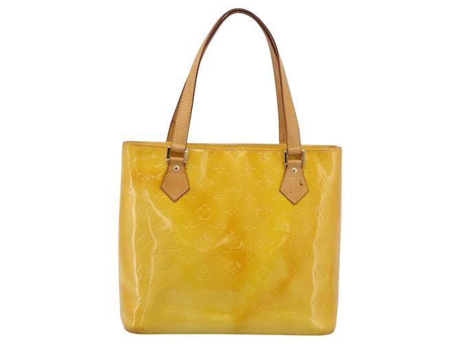 Borsa LOUIS VUITTON Monogram Vernis Houston Lime Yellow M91055 LV Auth ep16061 D'oro - vista 13