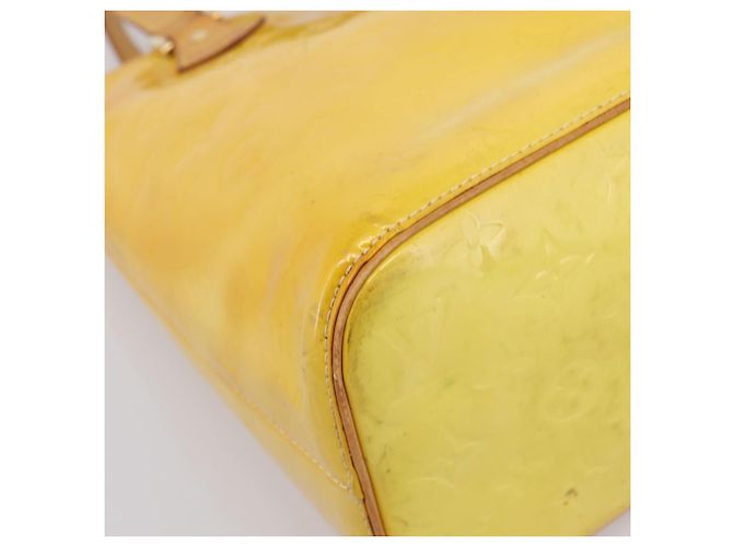 Borsa LOUIS VUITTON Monogram Vernis Houston Lime Yellow M91055 LV Auth ep16061 D'oro - vista 16