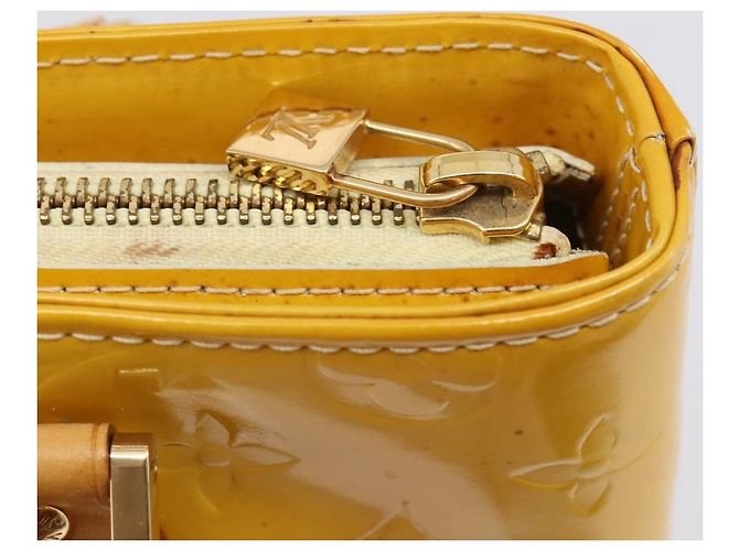 Borsa LOUIS VUITTON Monogram Vernis Houston Lime Yellow M91055 LV Auth ep16061 D'oro - vista 19