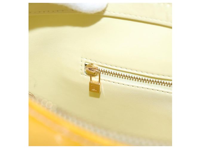 Borsa LOUIS VUITTON Monogram Vernis Houston Lime Yellow M91055 LV Auth ep16061 D'oro - vista 23