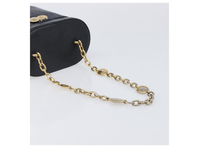 Borsa a mano con catena Christian Dior in pelle nera e oro Auth bs37240 Nero - vista 7