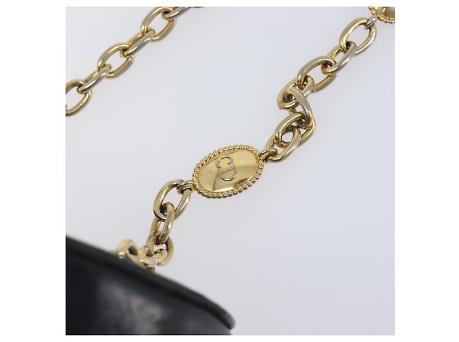 Borsa a mano con catena Christian Dior in pelle nera e oro Auth bs37240 Nero - vista 9