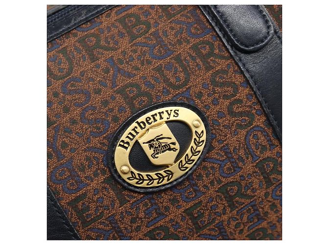 Borsa Boston Burberrys Canvas Gold Brown Auth 206076A Marrone D'oro - vista 15