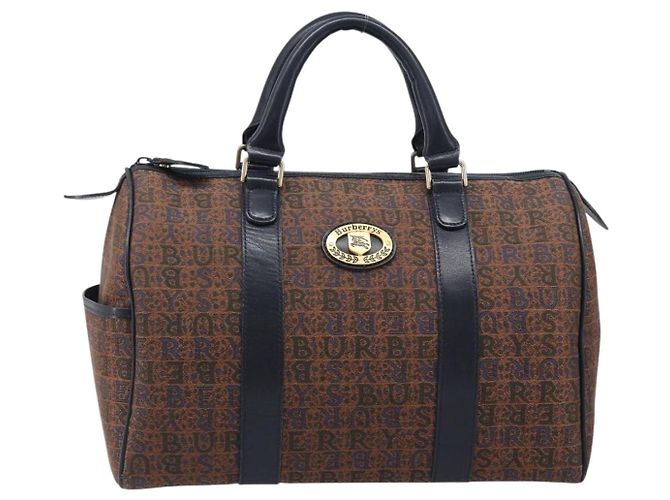 Borsa Boston Burberrys Canvas Gold Brown Auth 206076A Marrone D'oro - vista 2