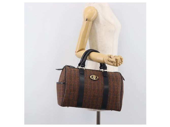 Borsa Boston Burberrys Canvas Gold Brown Auth 206076A Marrone D'oro - vista 23