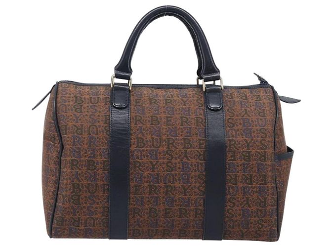 Borsa Boston Burberrys Canvas Gold Brown Auth 206076A Marrone D'oro - vista 3