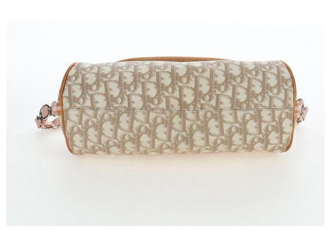 Borsa Christian Dior Trotter Canvas Romantic Chain Bag PVC Beige Argento Auth 202506SAM - vista 13