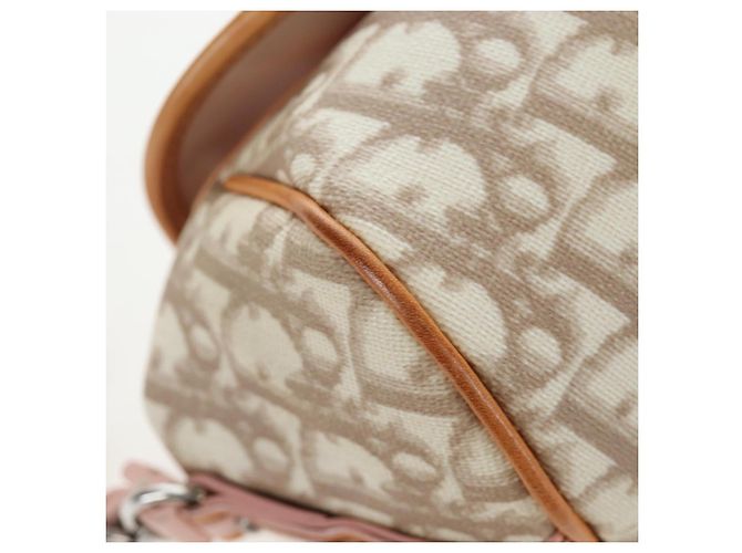 Borsa Christian Dior Trotter Canvas Romantic Chain Bag PVC Beige Argento Auth 202506SAM - vista 14