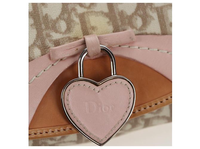 Borsa Christian Dior Trotter Canvas Romantic Chain Bag PVC Beige Argento Auth 202506SAM - vista 18