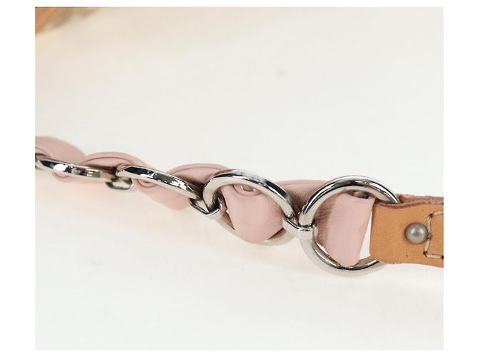 Borsa Christian Dior Trotter Canvas Romantic Chain Bag PVC Beige Argento Auth 202506SAM - vista 9