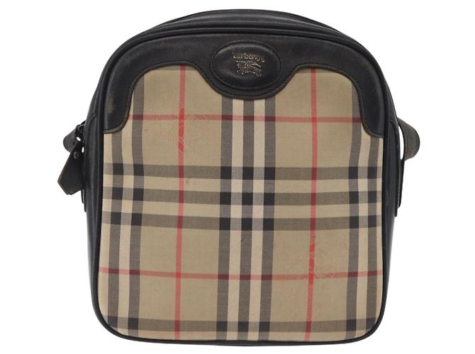 Borsa a tracolla Burberrys Nova Check Canvas Beige Gold Tone Auth mr3013 - vista 2