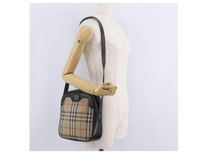 Borsa a tracolla Burberrys Nova Check Canvas Beige Gold Tone Auth mr3013 - vista 26