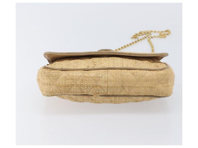 Borsa a tracolla CHANEL Matelasse in rafia beige e oro CC Auth bs37394 D'oro - vista 11